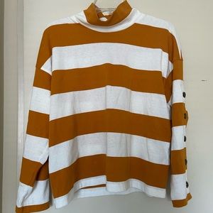Madewell Stripped Button-Sleeve Turtleneck Top
